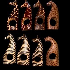 Handcrafted Wooden Animal Napkin Rings Set